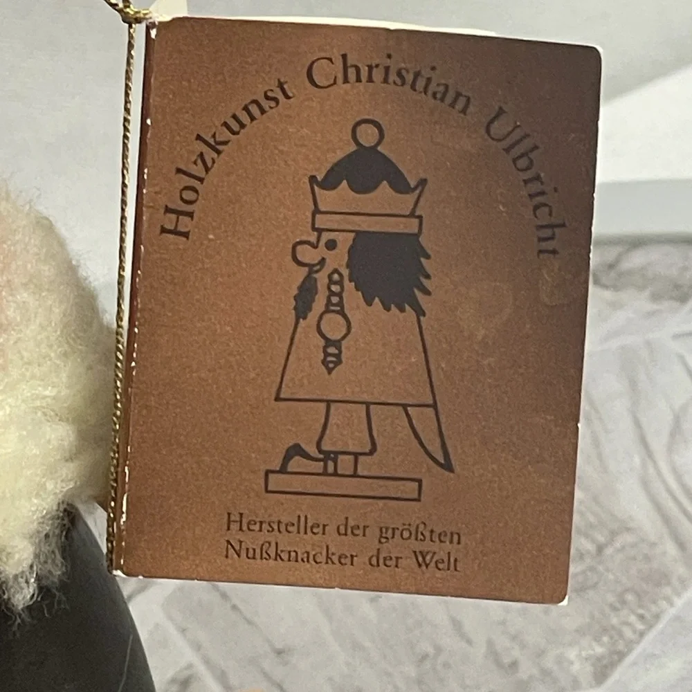 Vintage Christian Ulbricht German Santa Nutcracker Wood Burlap Bag 16”